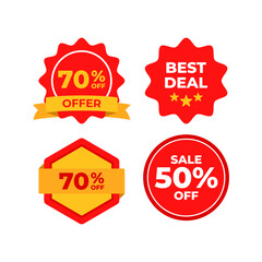 Discount stickers with percentages best deal offer sale.