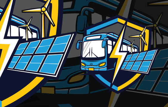 Sustainable Public Transport: Electric Bus with Solar Panels and Wind Energy