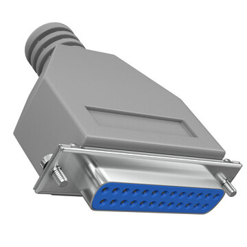 3D rendering illustration of a DB-25 Female D-Sub Connector