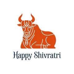 Happy shivratri greeting featuring the sacred nandi bull, symbolizing devotion and festivity Vector, illustration