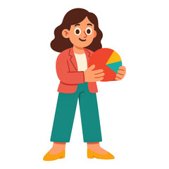 PNG Businesswoman holding colorful pie chart