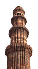 The Qutub Minar tower stands majestically with intricate carvings and ornate architecture against a black background, symbolizing India's rich cultural heritage and historical significance.