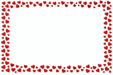 Red Heart Confetti Border on White