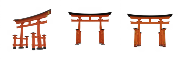 : Traditional Japanese Red Torii Gates Set