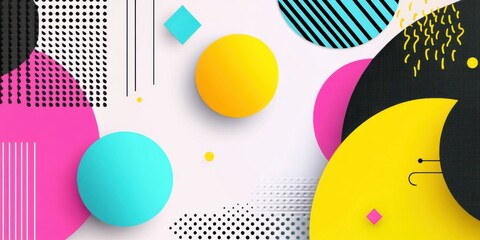 Abstract geometric colorful shapes and modern minimal pattern background design with creative contemporary art elements vibrant circles and lines for trendy projects.