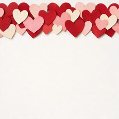 Heart Garland Border on White Background