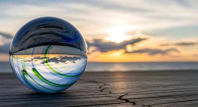 Landscape Abstract Vision Concept Using Glass Sphere Reflection