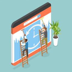 3D Isometric Flat Vector Illustration of Deleting Website Data , Clearing Browser History © TarikVision