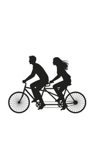 Obraz premium Couple Riding Tandem Bike Together.