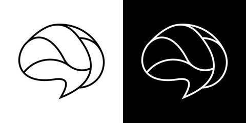 line brain design silhouette. Logo design. Hand drawn minimalism style simple