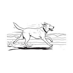 Fototapeta premium Running Dog Line Art Illustration on White Background