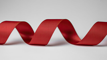 Elegant red ribbon on white background