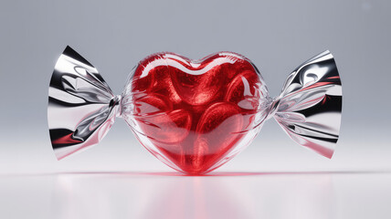 Shiny red heart candy