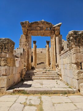 Roman Monumental Gateway Ruins in Jerash, Jordan