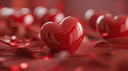 Red heart decoration with bokeh lights