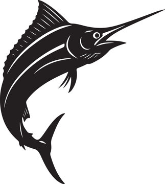 Marlin Silhouette on White Background