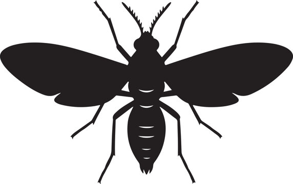 Midges Silhouette on White Background