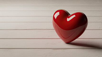 Red heart on wooden surface