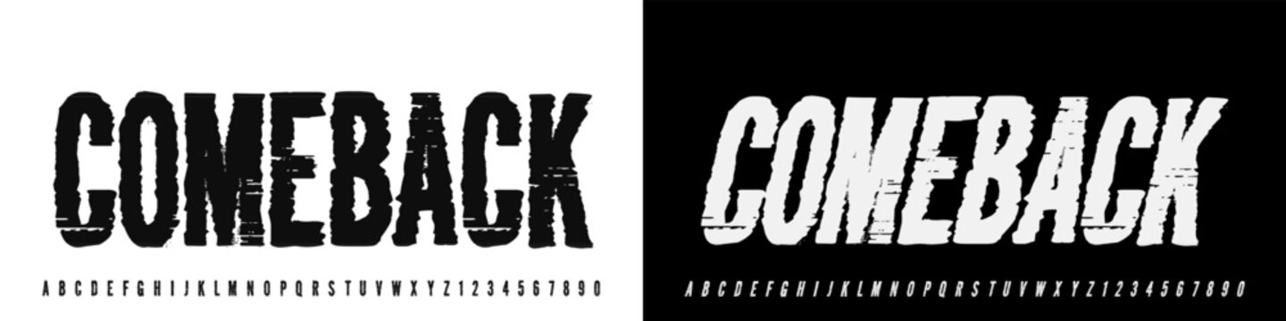 Modern Grunge Font. Reguler Rough Font. Distress Bold Font. Uppercase Number and Symbol. Typography urban style alphabet fonts for fashion, sport, movie, logo design, vector illustration