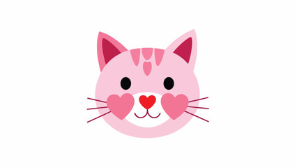 Cute Pink Cat Face with Heart shaped Cheek and Nose