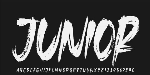 Lettering font isolated on background. Texture alphabet in street art and graffiti style. Grunge and dirty effect. Vector brush letters. © siti