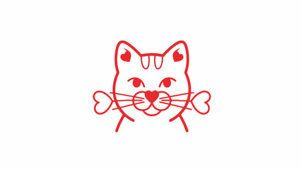 Red Cat with Heart shaped Accents and Bone Detail