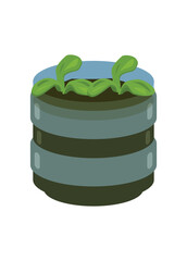Decorative plant in used gallon. Simple flat illustration.