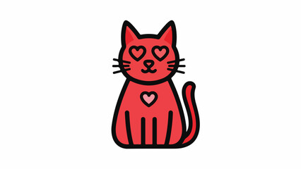 Valentines Day Cat Illustration with Heart Eyes and Heart