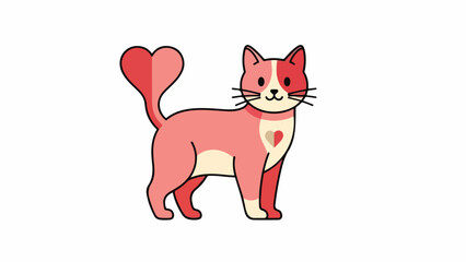 Valentines Day Cat with Heart shaped Tail and Body Details