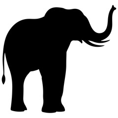 Obraz premium Silhouette of an African Elephant with Trunk Raised.