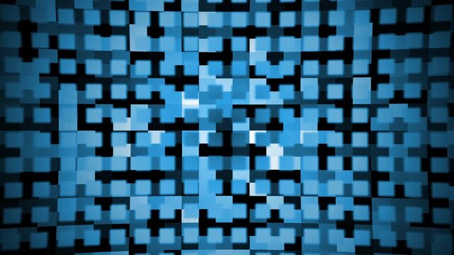 Blue digital mosaic background with square pixel patterns 4K UHD data science