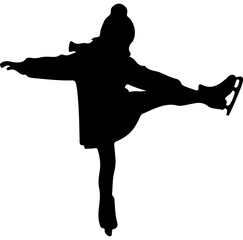 Silhouette of a figure skater performing a move on ice.