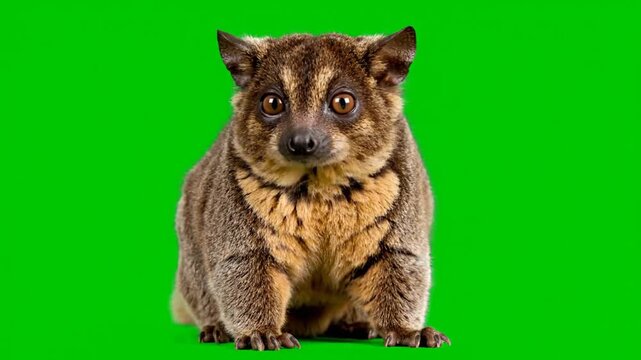 Cute Cuscus Animal Sitting on Green Screen Background.