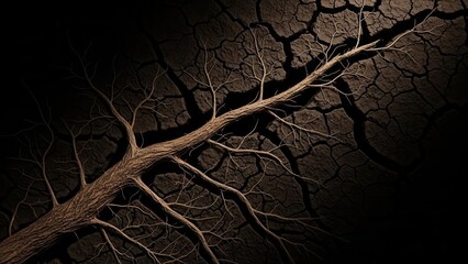 Desolate Branch Against Parched Earth Landscape