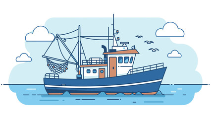 Fototapeta premium Fishing Boat on the Ocean Water.