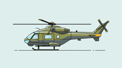 Fototapeta premium Military Helicopter Side View Illustration.