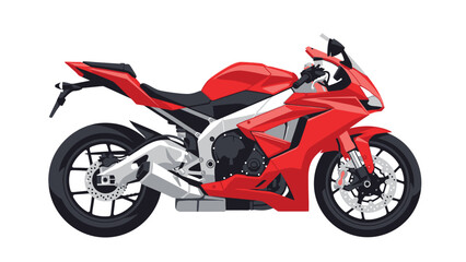 Red Motorcycle Side View High Performance.