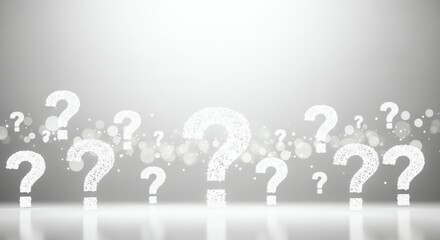 Multiple Question Marks Floating on a Shiny Backdrop