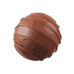 Richly coated chocolate truffle isolated on white background, Vector, illustration