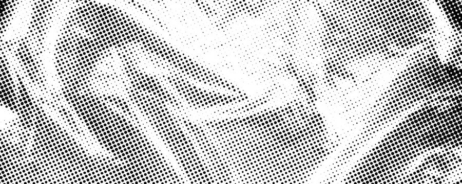 Halftone wrinkled cellophane overlay. Dotted crumpled plastic texture. Old rough creased film background. Aged creasy surface in comic pop art style. Grainy cartoon gritty paper wallpaper. Vector