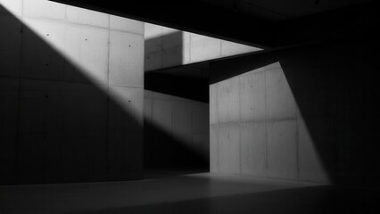 Obraz premium Dramatic Light And Shadow In Modern Concrete Architecture