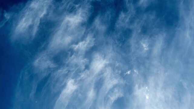 Beautiful Blue Sky with Wispy White Clouds on a Sunny Day