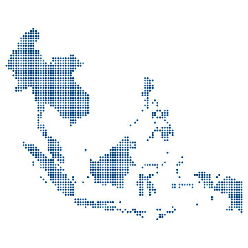 Southeast Asia Blue Dotted Vector Map for ASEAN DEFA and Digital Integration