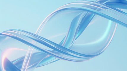Abstract Blue Swirls of Transparent Material with Light Refractions