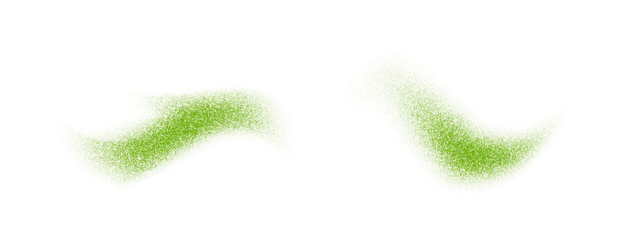 Matcha powder splashes set. Greed tea leaves particles bursts. Herbal dust sand textured piles. Flying dry flakes scattered on surface. Asian natural drink beverage ingredient explosion. Vector