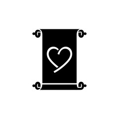 Black Scroll with White Heart Symbol.