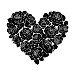 Black Roses Forming Heart Shape Illustration.
