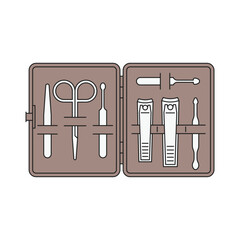 Manicure Pedicure Tool Kit in Case Vector Illustration