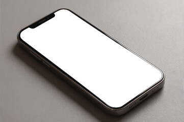 Modern Smartphone with Blank White Screen on Textured Grey Surface