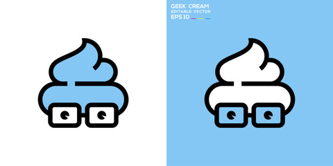 Cream smart logo. Geek, smart, genius, food, modern. Vector icon symbol design template EPS 10.